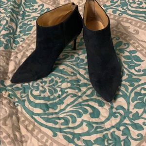 Dark blue suede booties